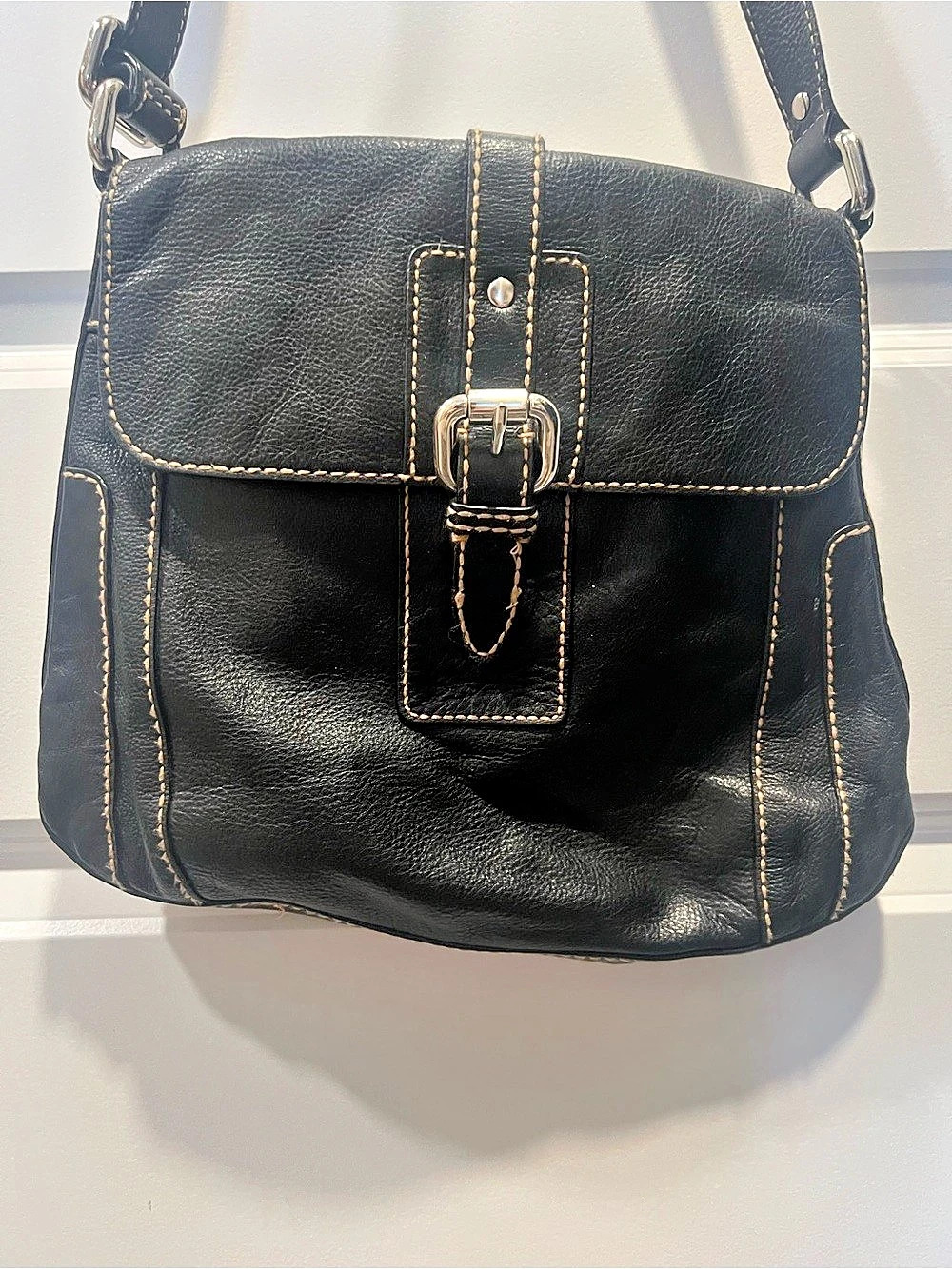 Fossil Leather Shoulder Bag in Black